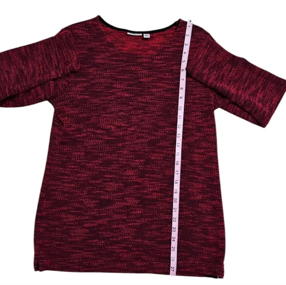 Croft & Barrow Medium Red Black Textured Knit Sweater Classic Preppy Cozy Top - Picture 7 of 7